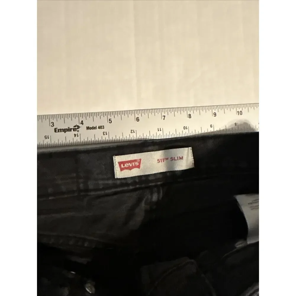 Levi's 511 Boys Jeans 14 27 x 27 Black Straight Slim Fit Stretch Denim Dark Wash